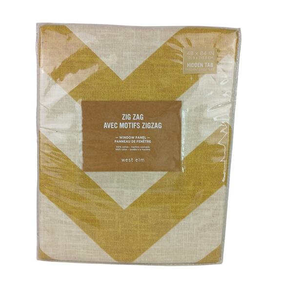 West Elm Avec Motifs Zigzag Window Panel 100% Cotton 48" x 84" Hidden Tab -Qty 2 - Picture 1 of 7